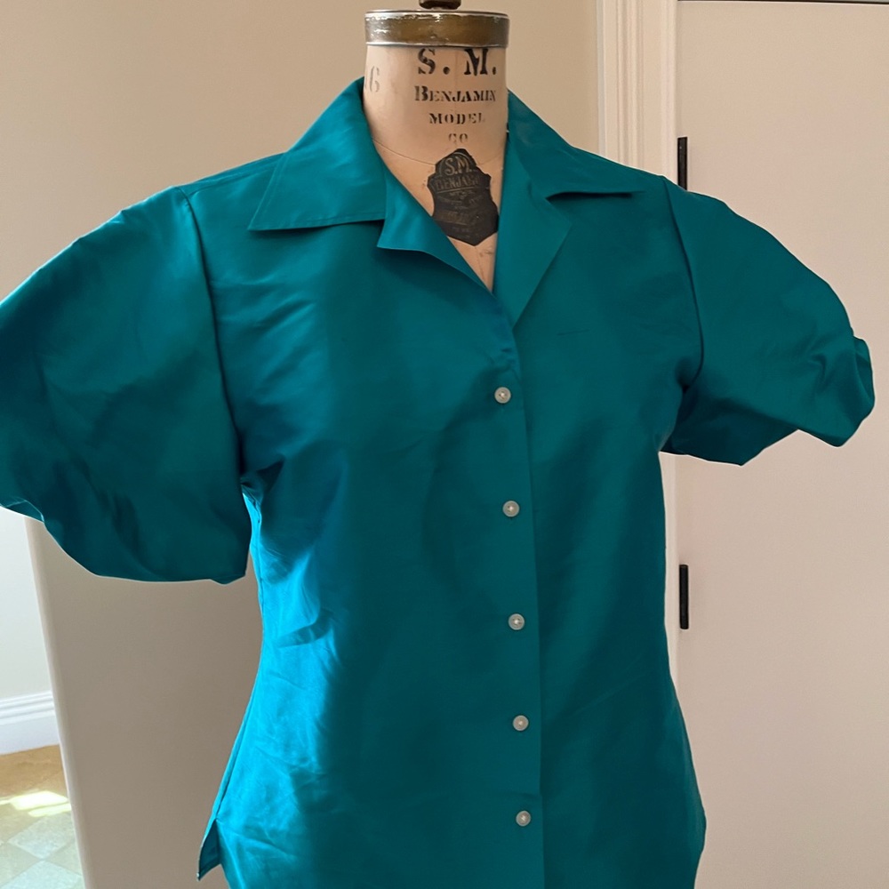 Ralph Lauren silk short puff sleeve top